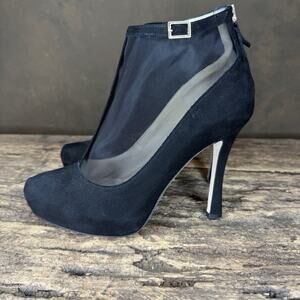 Kate Spade Black Suede Mesh Stiletto Booties – Size 7.5B